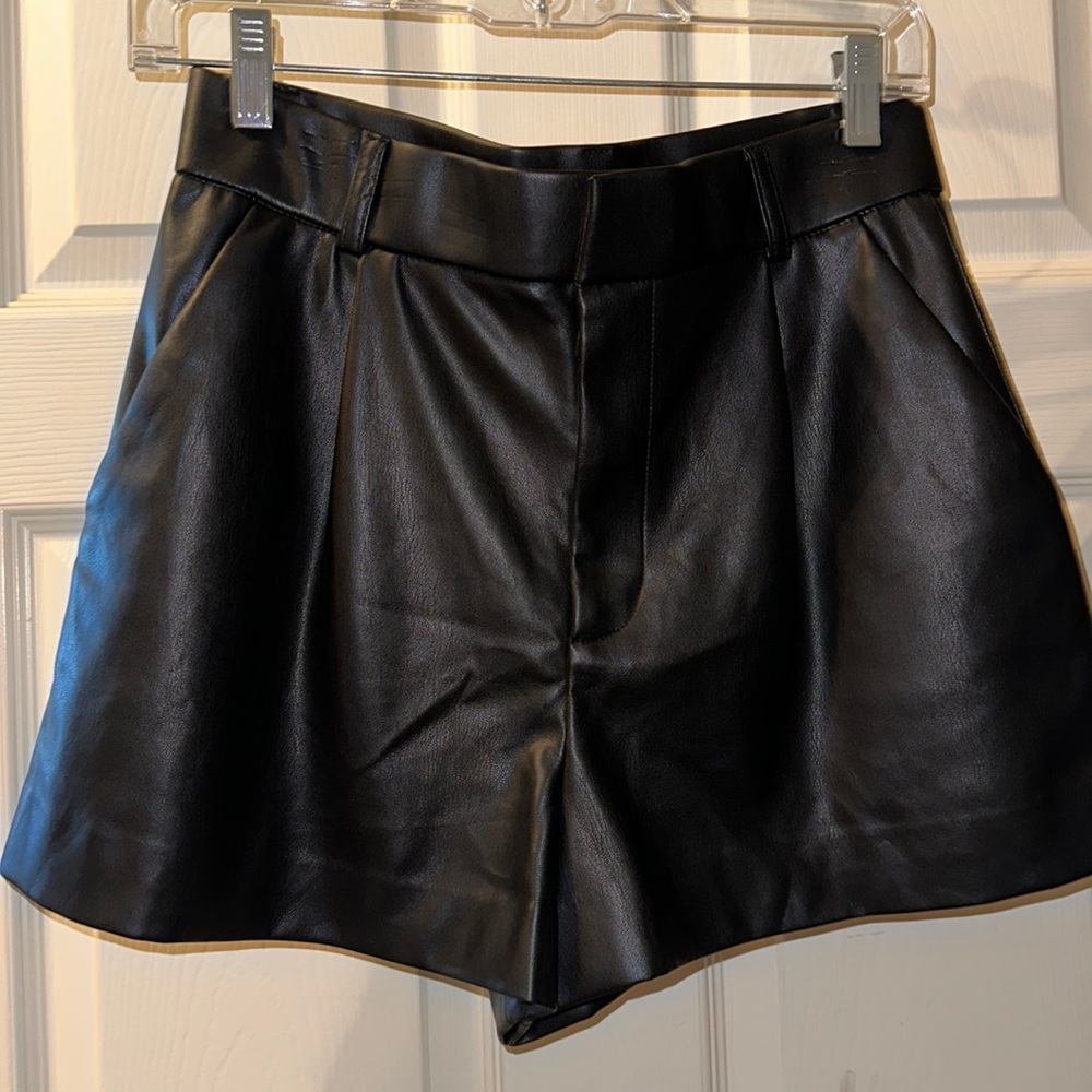 Black leather shorts
